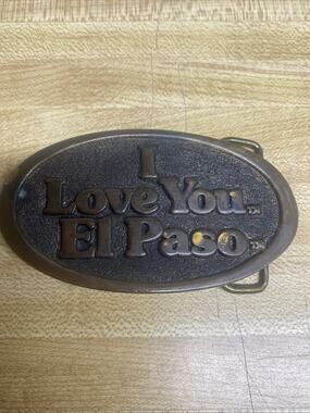 Vintage El Paso Belt Buckle 1970s Adezy Brass Cowboy Accessory